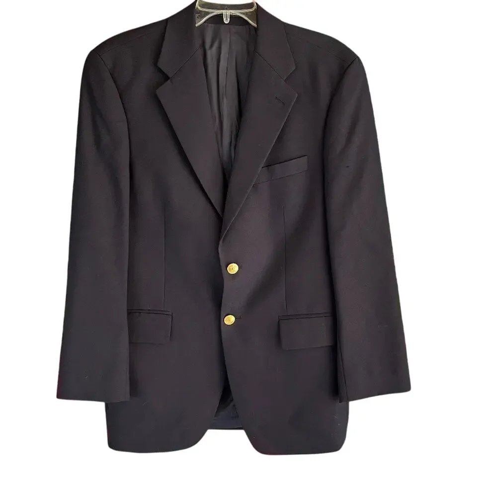 Vintage Polo University Club Ralph Lauren Gold Button Blazer Jacket Coat Wool